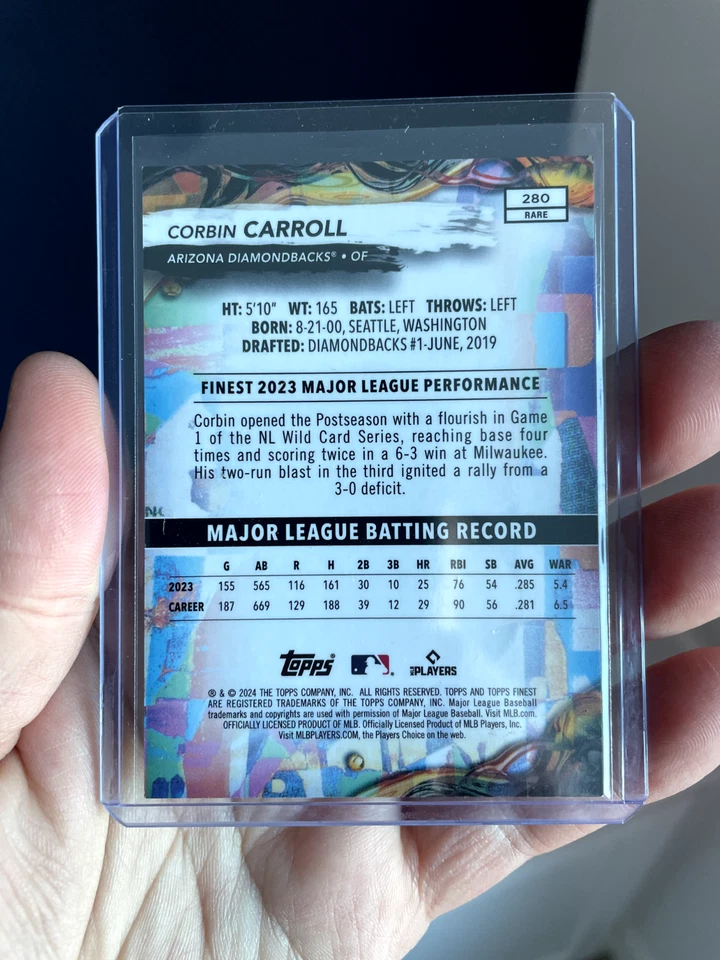 Corbin Carroll Rare Gold Refractor /20 - 2024 Topps Finest #280 Diamondbacks - Image 3 of 3