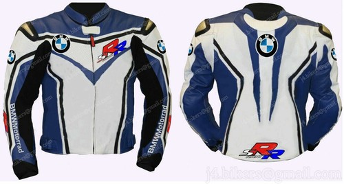 BMW RR Biker Motorcycle Leather Jacket 