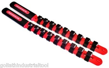 2 GOLIATH INDUSTRIAL 1/2" ABS PLASTIC SOCKET RAIL HOLDER ORGANIZER RED SR12BR