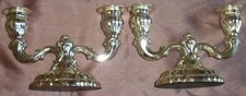 W. BINDER paire flambeaux / bougeoirs " bout de table " argent massif 800 lestés