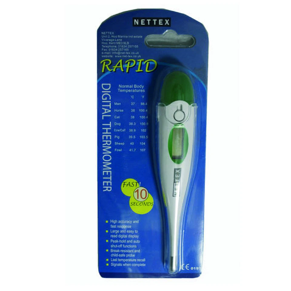 NET TEX HORSE PONY LIVESTOCK DIGITAL THERMOMETER - RAPID READ