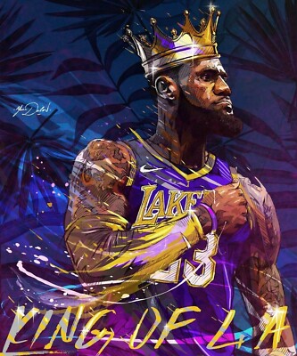 Lebron James The Lakers Basketball großes gerahmtes Wandbild Leinwandbild 20 x 30 Zoll
