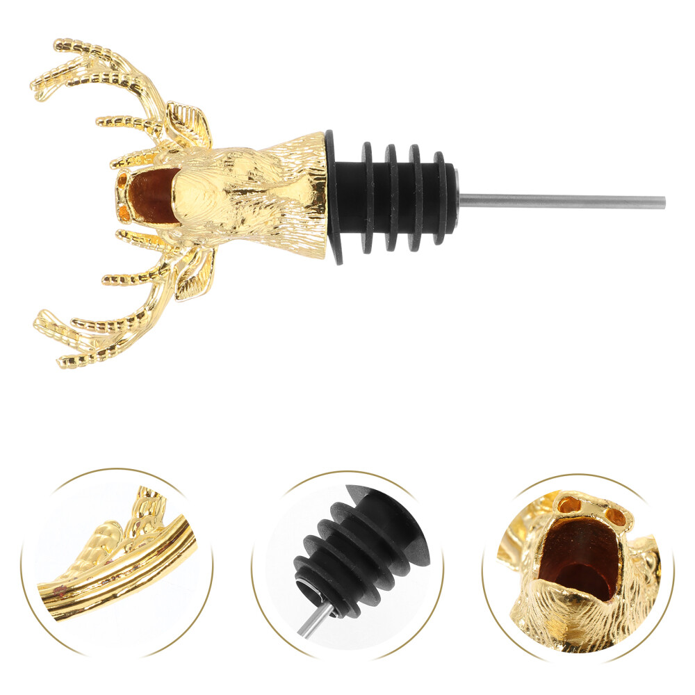 Bronzefarbener Weinausgießer & Stopper 2-in-1 – Antilopenkopf Design, Tropffrei & Luftdicht