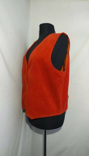 Gudrun Sjoden Cordweste orange V-Ausschnitt Knopfleiste Tasche Vintage? Größe L - Bild 3 von 10