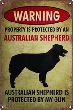 Warning Dog Classic Tin Metal Signs Beware of Australian Shepherd Outdoors Retro