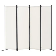 Uimoso Room Divider 4-Panel Folding Privacy Screen Fabric Partition Office White