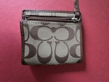Coach Tan Leather Signature Monogram Small Snap Wallet Barely Used Very Nice