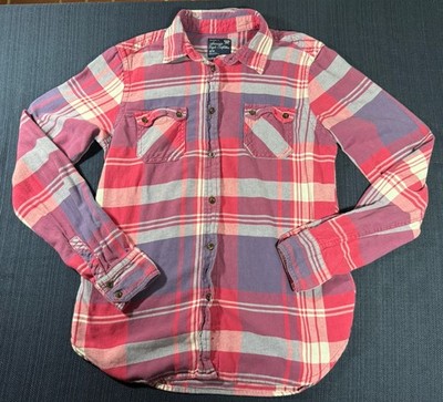 American Eagle Shirt Womens Medium Red Plaid Flannel Favorite Fit Button Down