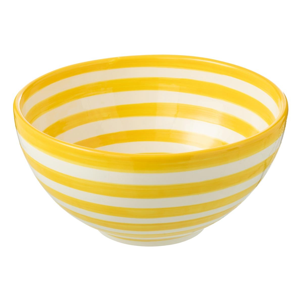 Saladier céramique haut de gamme Granada Rayure 28cm au design jaune artisanal