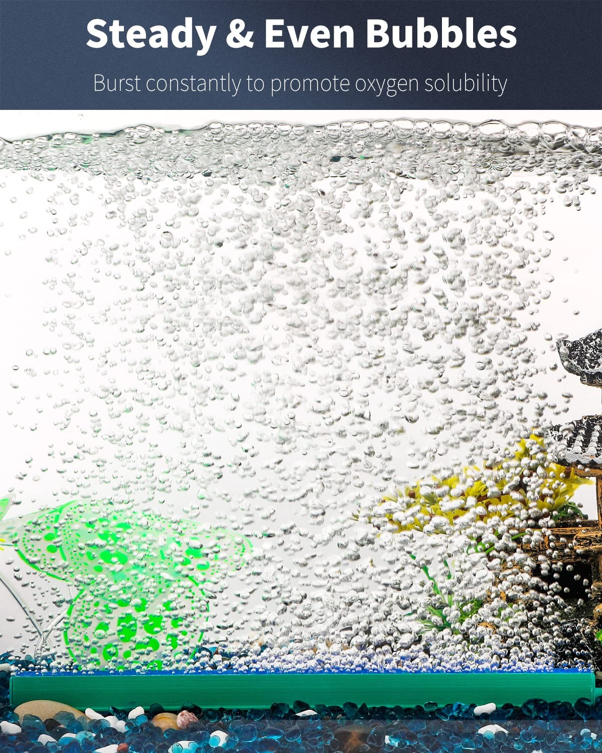 Aquarium Air Stone Bar Bubbler 8 In, Fish Tank Bubbler Stone with 4 Suction Cups