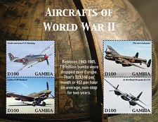 Gambia 2022 - Airplanes World War II - Sheet of 4 Stamps - Scott #3949 - MNH
