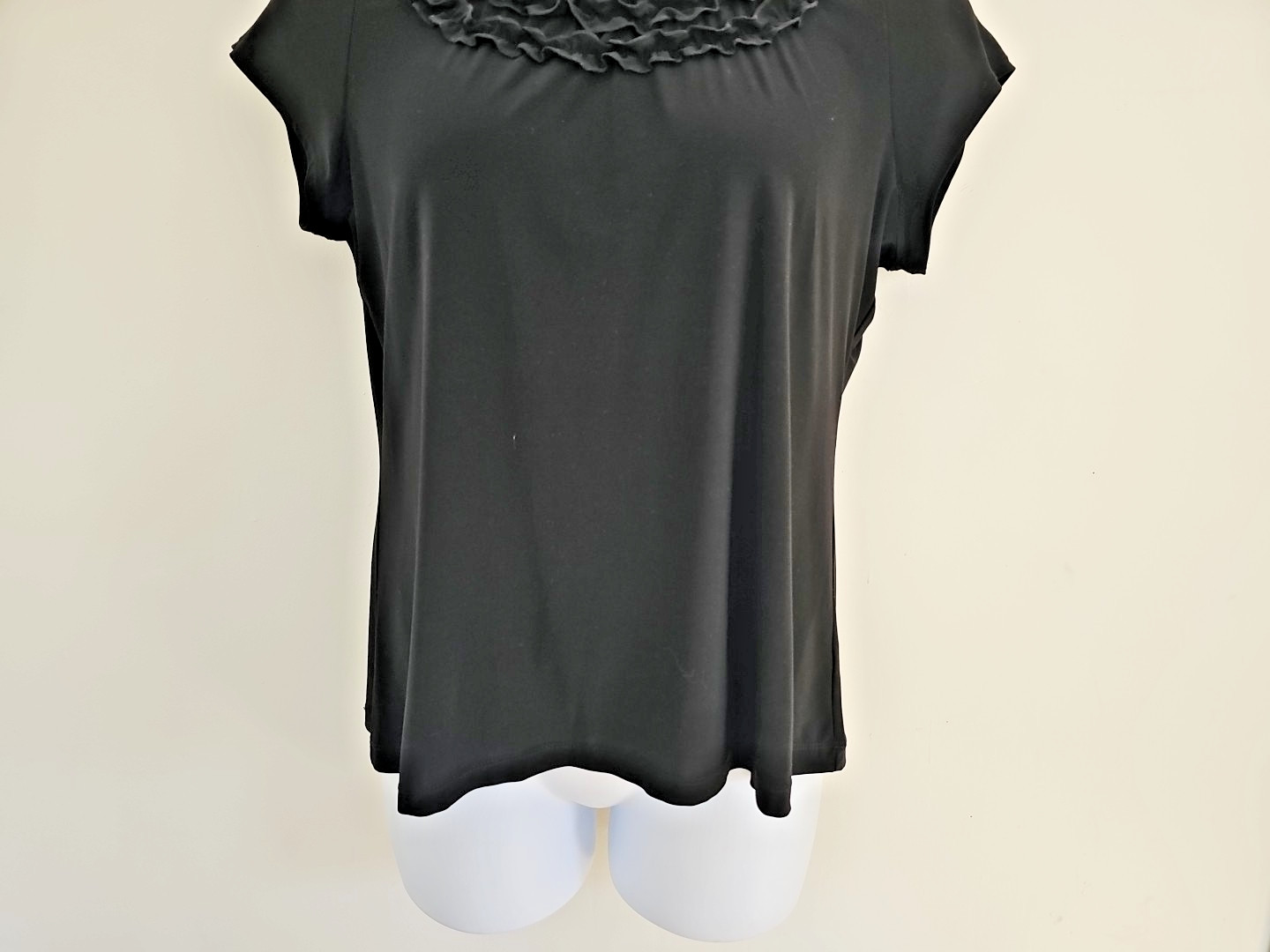 Notation Pullover Black Top Blouse Round Ruffle N… - image 3