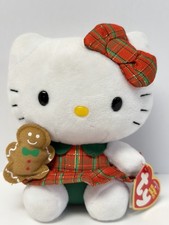 Ty Beanie Babies Sanrio Hello Kitty Plaid Christmas Dress Gingerbread Man Plush