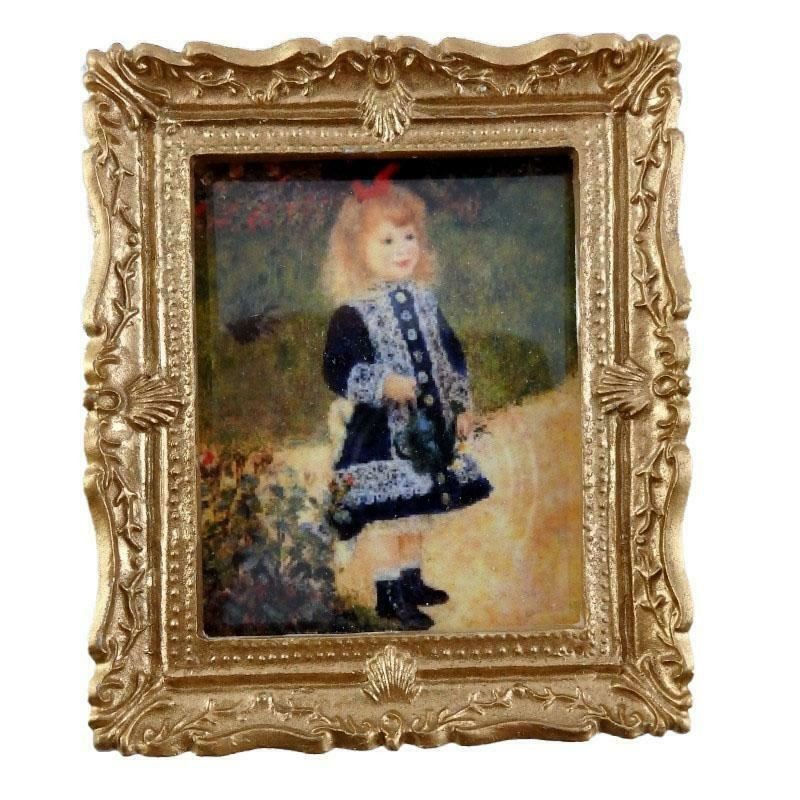 Melody Jane Dolls House Miniature Little Girl in Blue Painting Gold Frame