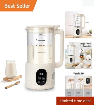 Versatile 40oz Nut Milk Machine with Low Noise & Timer - Make Milk with Ease