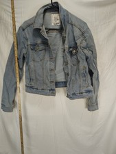 Pull&Bear Womens Light Wash Cropped Denim Jac...