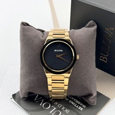 Bulova Men's Millennia Black Dial Gold Bracelet 41MM Quartz Watch 97A183