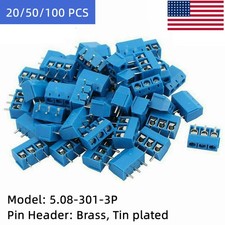 10-100pcs 5mm Pitch 3 Pin PCB Mount Screw Terminal Block Connector for Arduino