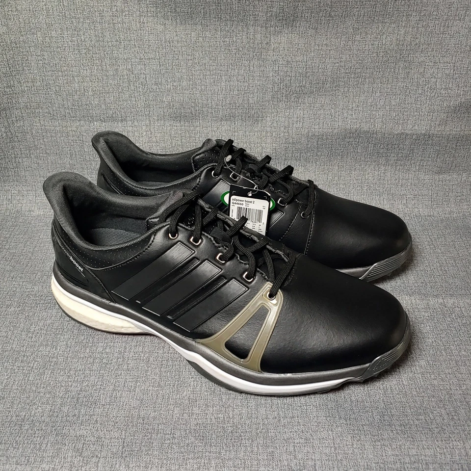 NUEVO - Zapatos de golf Adidas Adipower Boost 2 para hombre talla 13 negros con cordones a prueba de clima Foto 2 de 4