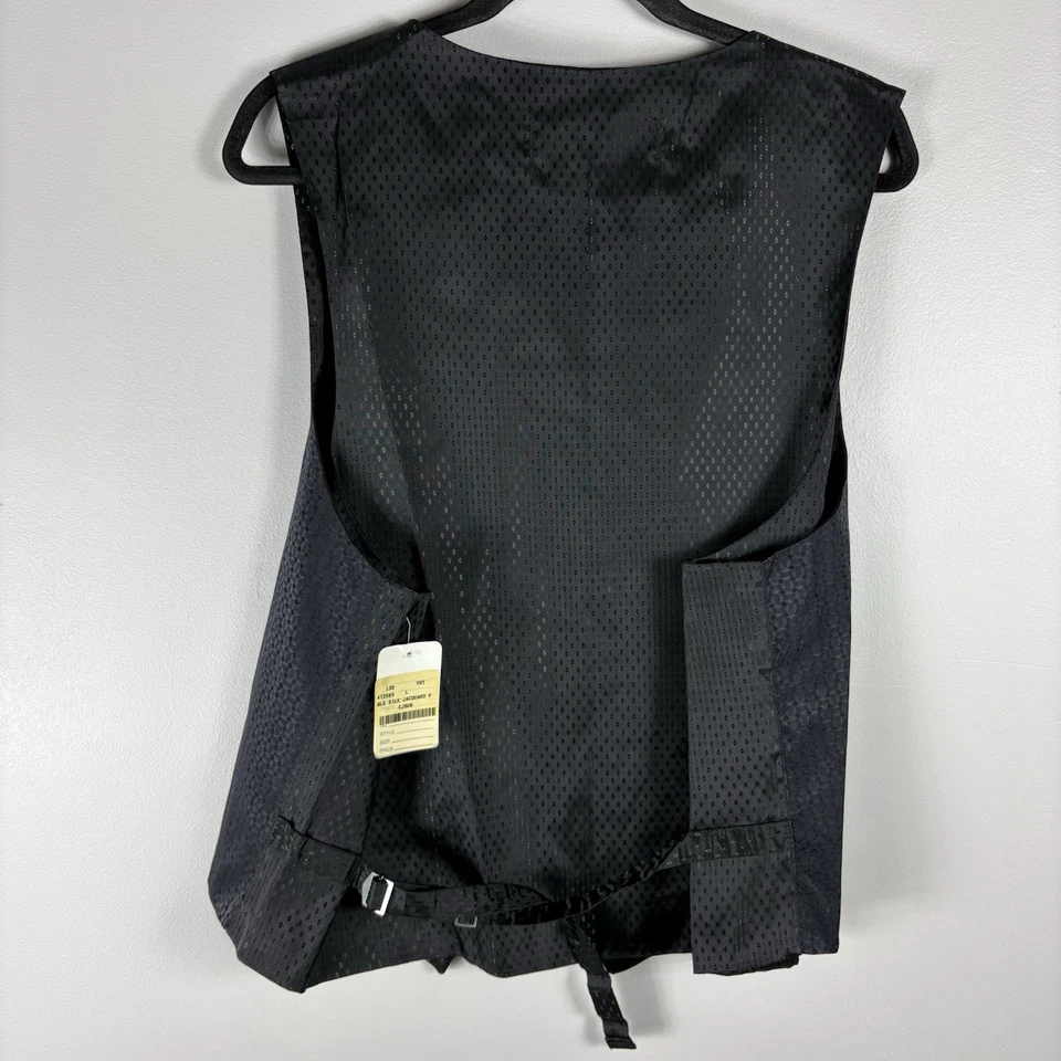 Bill Blass Men's Large Black Silk Jacquard Button Front Formal Menswear Vest NWT - Image 2 of 4