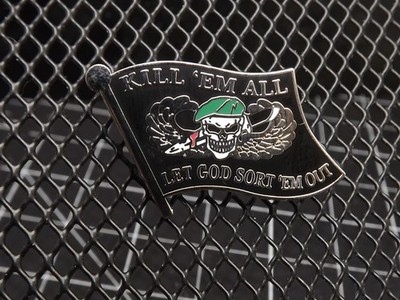 ''KILL 'EM ALL-LET GOD SORT 'EM OUT FLAG'' Lapel Pin GUARANTEED FOR LIFE FREE SHIP