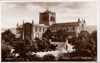 Hexham Abbey From N.W Valentine's 10849.J.V 1940s Real Photograph Postcard (Used