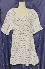 Serra Lightspun Polka Dot DRESS SZ XL 100% Cotton-Vneck flowing empire dress NWT