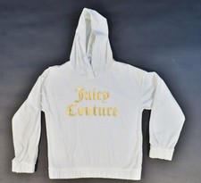 Juicy Couture White Kids Girls 12-14 Hoodie Hooded Sweatshirt Pullover Y2K