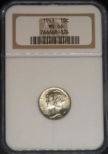 1943-P*** Mercury Silver Dime 10c NGC MS 66