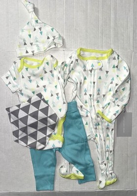 CLOUD ISLAND 5 piece set aqua/white GEOMETRIC motif choose style size NEWBORN