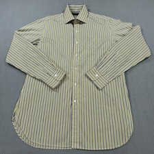Polo Ralph Lauren Shirt Mens 16 Yellow Blue Stripe Regent Long Sleeve Dress
