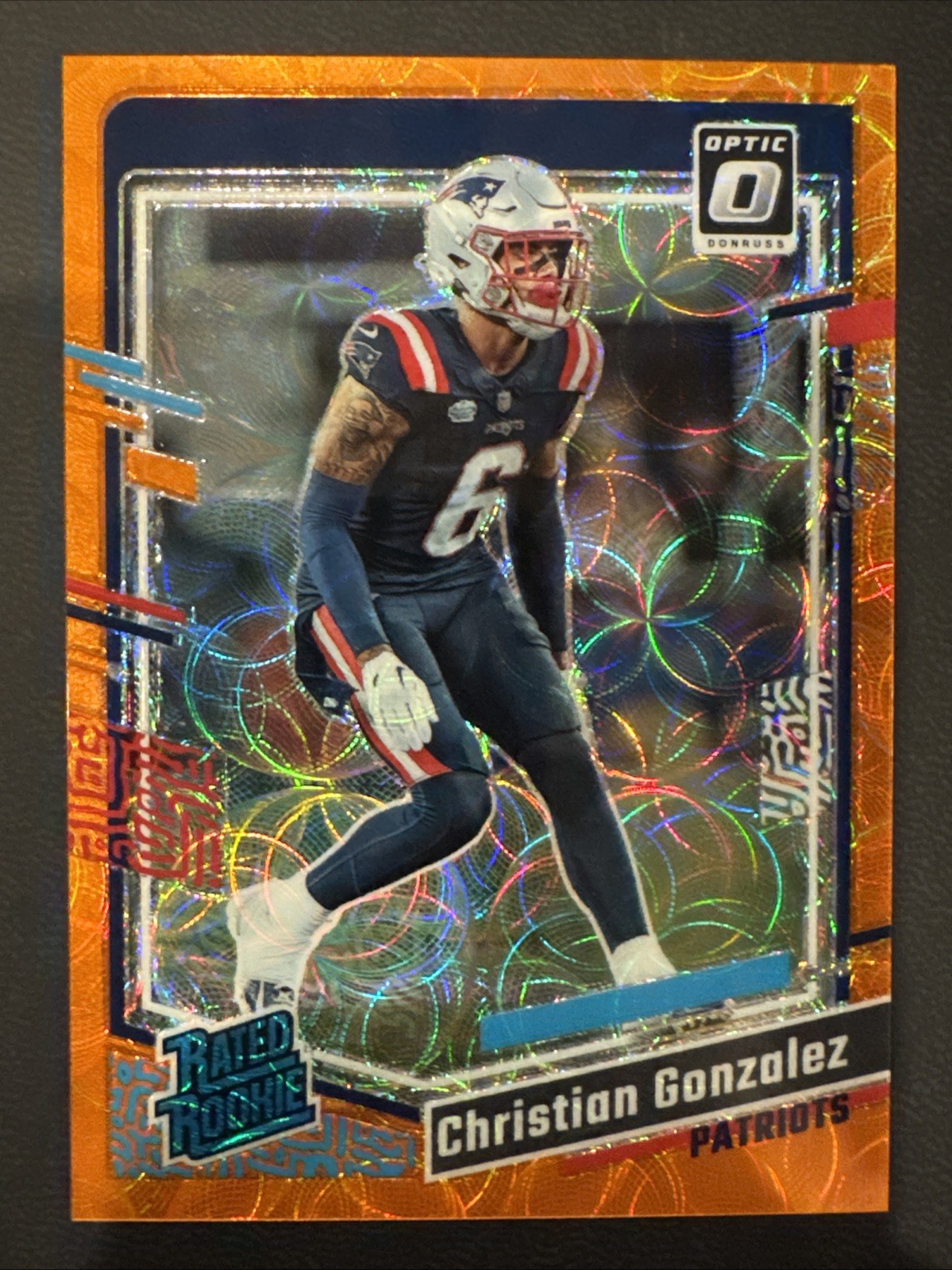 2023 Optic Christian Gonzalez Orange Scope /79 Rated Rookie RC Patriots #274