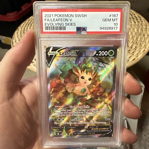 2021 POKEMON SWORD & SHIELD EVOLVING SKIES #167 FULL ART/LEAFEON V PSA 10