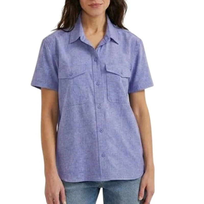 New Eddie Bauer Womens XXL Mountain 3.0 Short Sleeve Button Up UPF 50+ Shirt