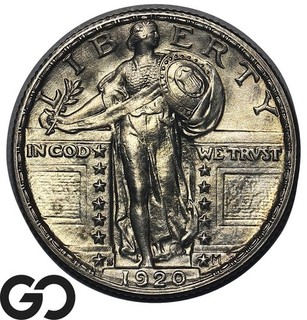 1920 S Standing Liberty Quarter Full Head Gem BU FH Rare This Nice Key Date