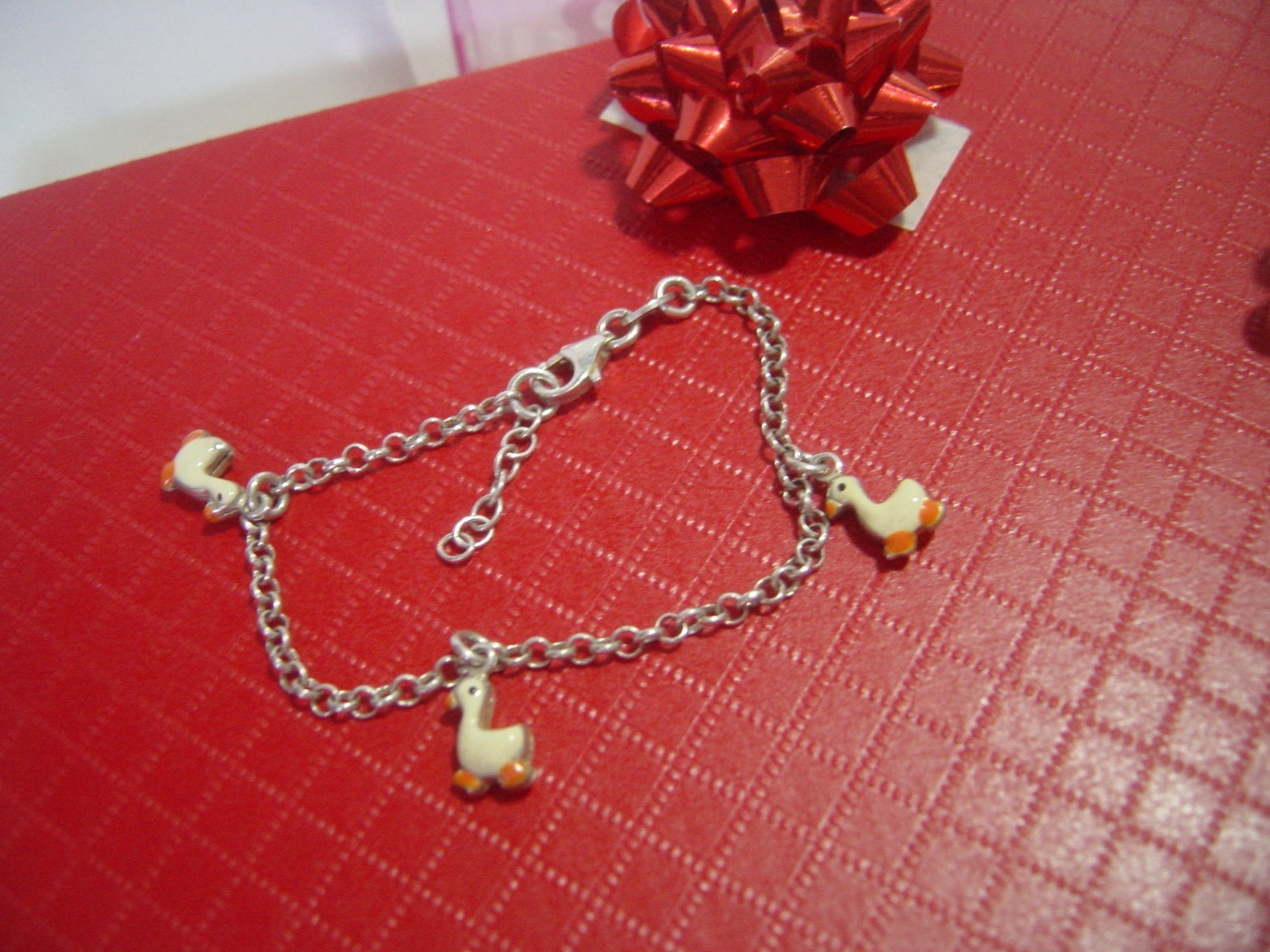 Superb Solid Silver 3 Enamelled "Ducks" Bracelet-… - image 2