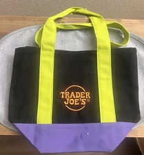 Trader Joes Halloween Mini Tote Bag, Brand New w/Tags, Green Purple Black