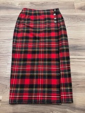 VTG 80s Picone Sport Red Tartan Plaid Skirt Wrap Kilt Style Flannel Scottish 10
