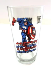 Vintage Marvel Comics CAPTAIN AMERICA Glass by ICUP Inc Made in USA circa 2010