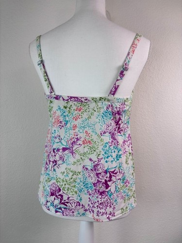 Lands' End Damen 10 Weiß Blumen Tankini Schwimmen Oberteil Bügel Integrierter BH - Bild 4 von 6