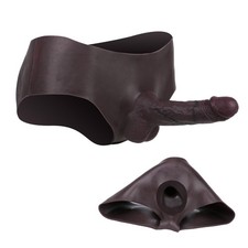 Black Male Strapon Penis Sleeve Silicone Hollow Pants For Men Delay Ejaculation