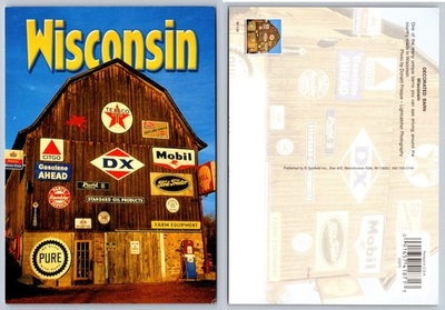 #ad #ad Continental Wisconsin Gas Station Barn Postcard $4.83