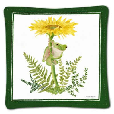 Alice's Cottage Cotton Scented Spiced Mug Mat Coaster Frog & Sunflower - NEW