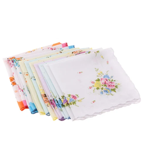 40X Vintage Floral Flower Ladies Handkerchiefs Cotton Pocket Square Women Hanky - Picture 16 of 20