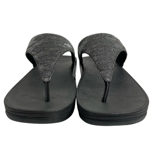 FitFlop Shoes Womens US Size 10 Black Sandals Shimma Glitter Toe-Post Nwt - Picture 8 of 13