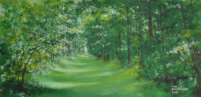 Leinwand Bild Acryl ''Green Avenue'' Gemälde 40x75x2cm Unikat - redroofatelier