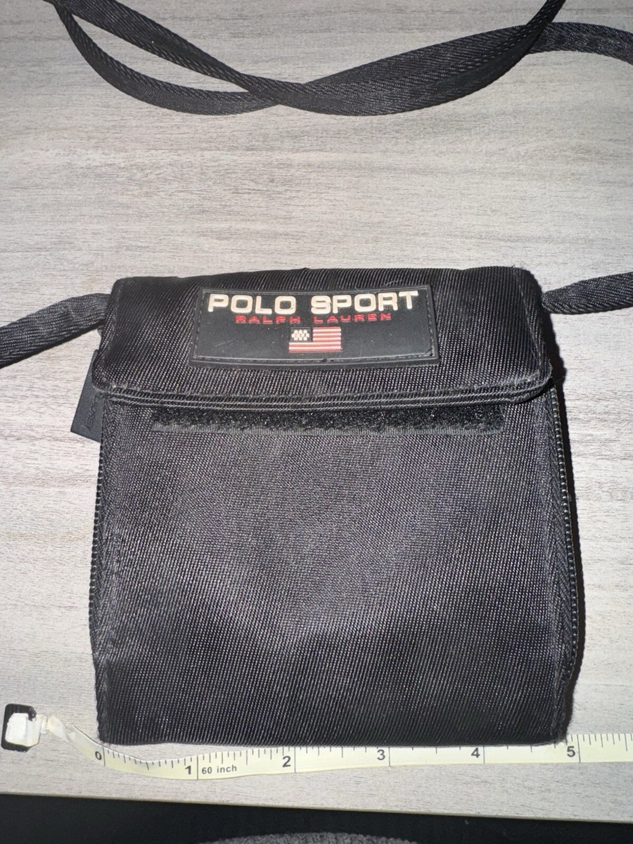 vtg Ralph Lauren Polo Sport 5 x 5” black crossbody purse