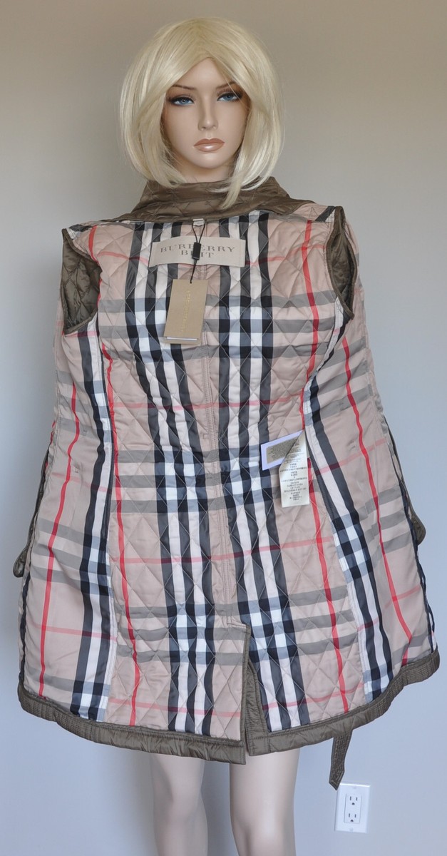 NWT Burberry Brit Nova Check Goldsmead Belted Quilted Jacket