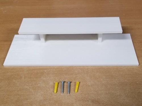 12 inch Long White 2-Tier Wall Shelf for small Items and Figurines Display Riser - Picture 5 of 10