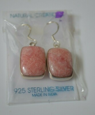 Natural Creations 925 Sterlingsilber Rosenquarz Zargenfassung Ohrhänger